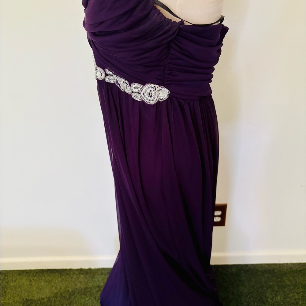 City Triangles Sz 17 Deep Purple Strapless Dress with Jewel Embellished Waist - Picture 5 of 12
